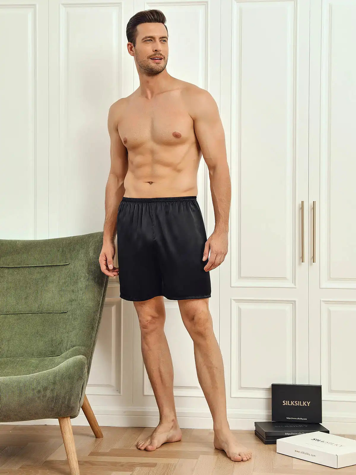 100% Mulberry Silk Men's Lounge Shorts Sleep Bottoms