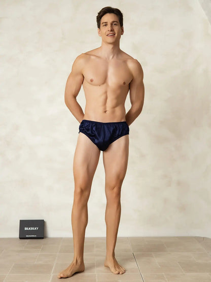 100% Mulberry Silk Briefs Men's Underwear with Elastic Waistband