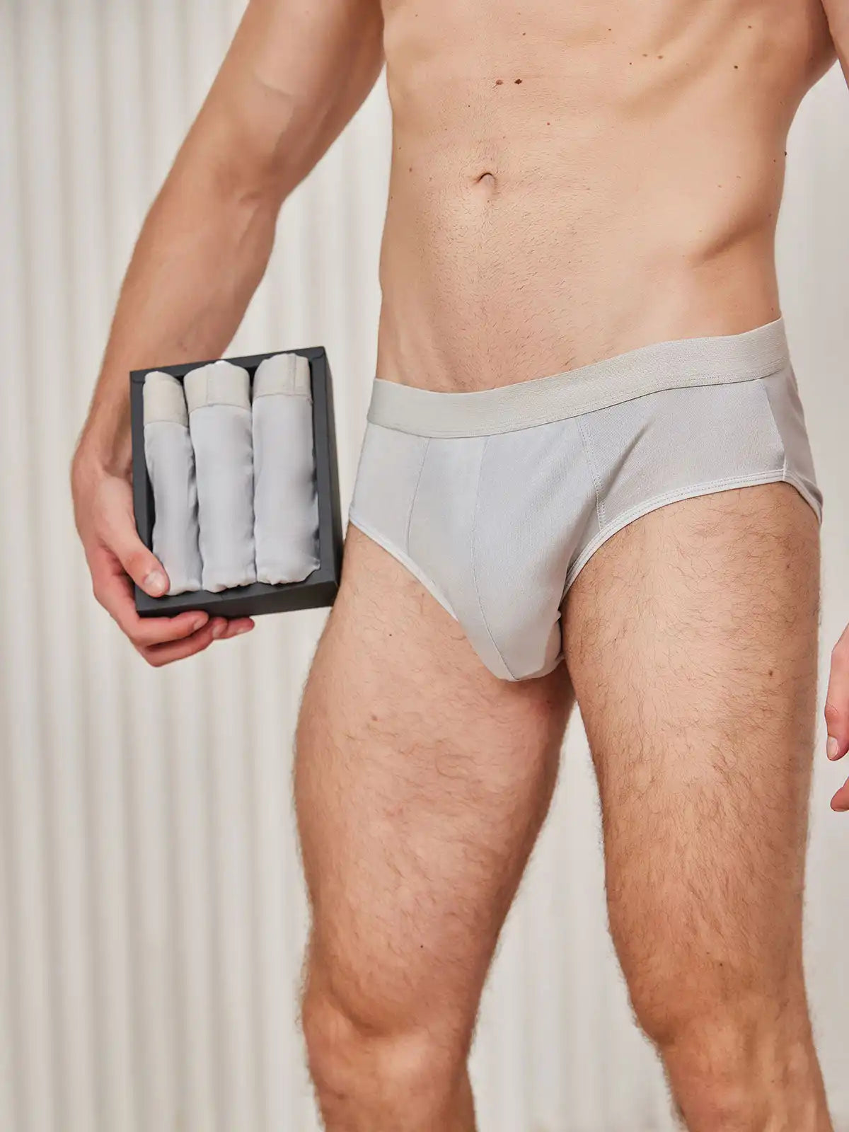3Pcs Men Briefs Breathable 100% Mulberry Silk Underwear