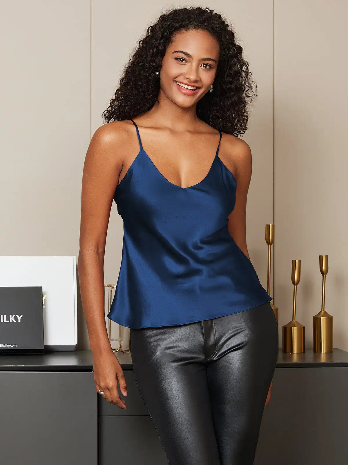 100% Mulberry Silk Spaghetti Strap Basic Camisole Top