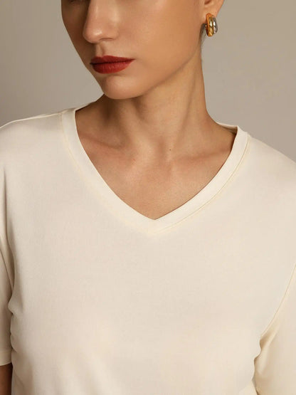 Clearance - 100% Mulberry Silk V-Neck Women's T-Shirt