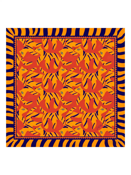 100% Mulberry Silk Dog Pattern Scarf - Size 90x90cm