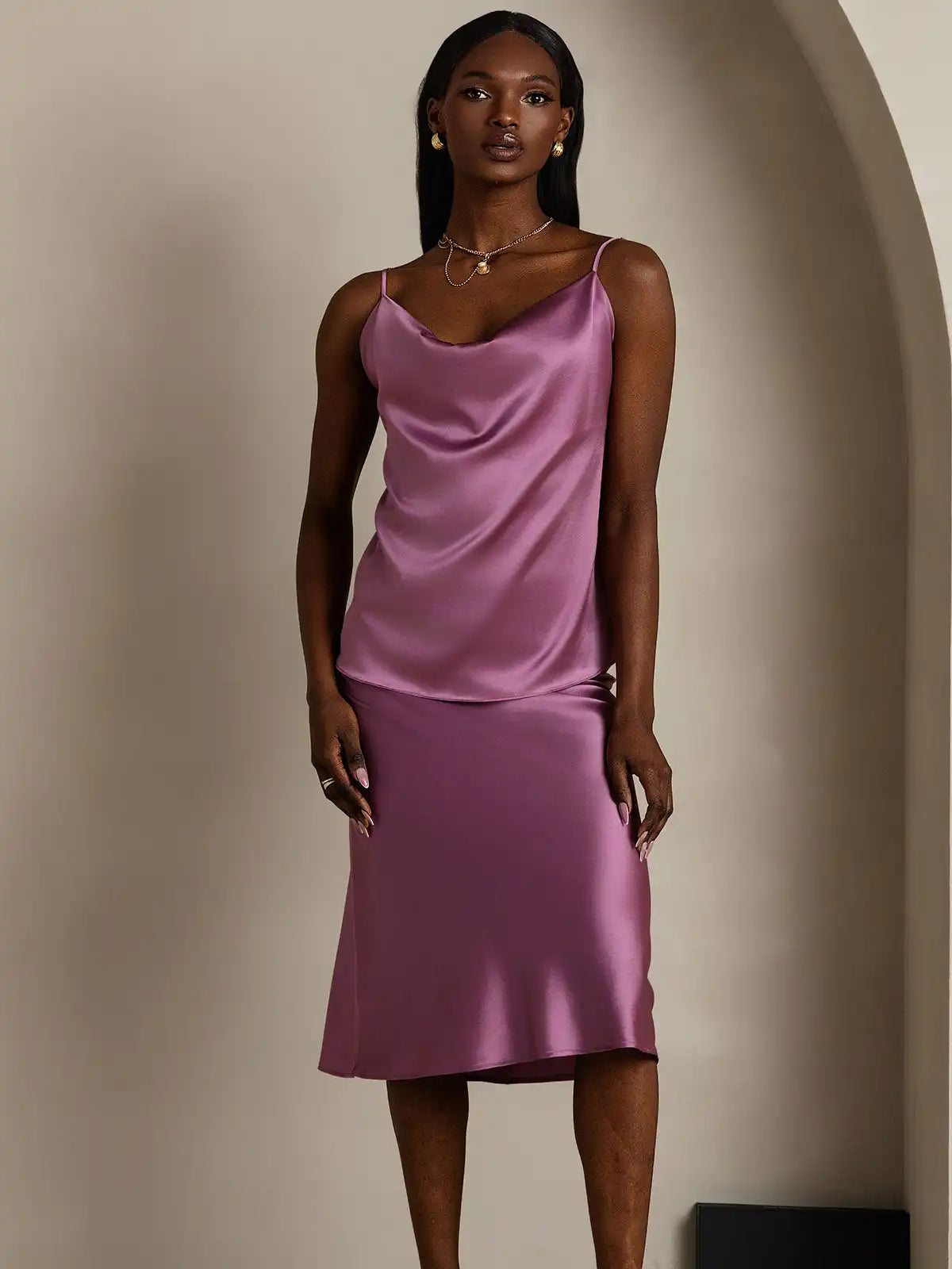 Clearance - 19Momme Silk Spaghetti Strap Cowl Neck Camisoles