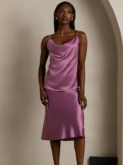 Clearance - 19Momme Silk Spaghetti Strap Cowl Neck Camisoles