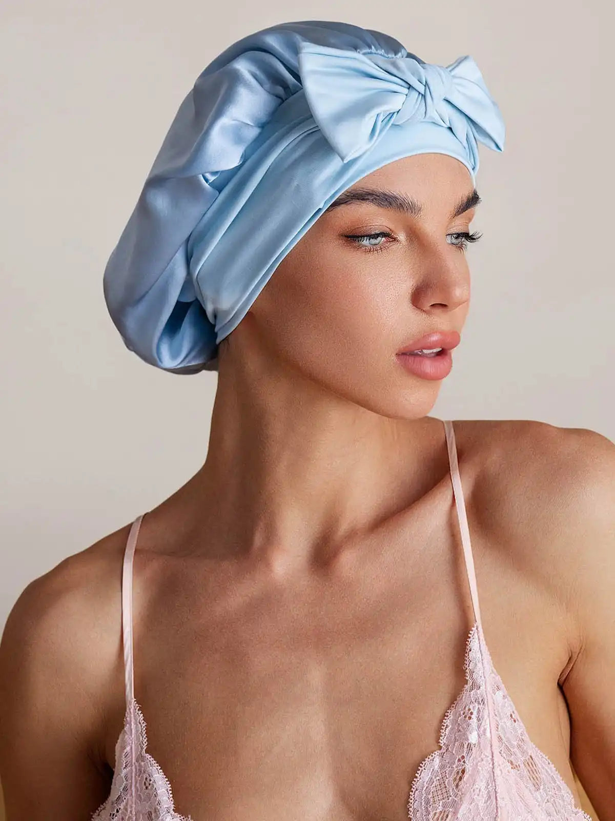 100% Mulberry Silk Bonnet Bowknot Tie Sleep Cap for Hair Protection