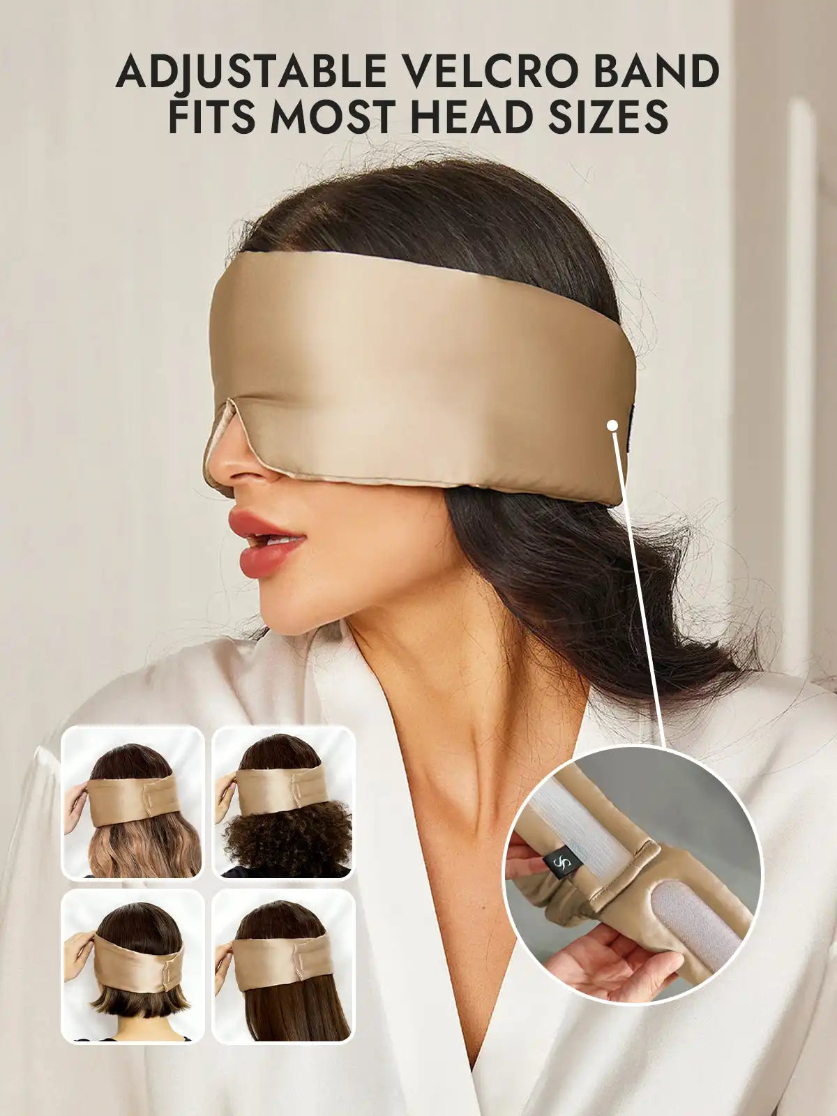 100% Mulberry Silk One Piece Silk Sleep Eye Mask With Velcro