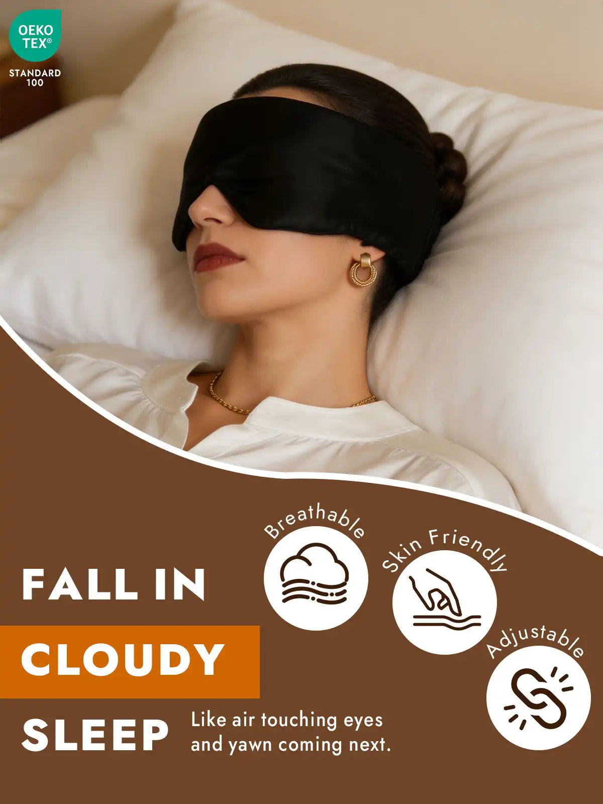 100% Mulberry Silk Double-Sided Eye Mask With Silent Velcro Closure