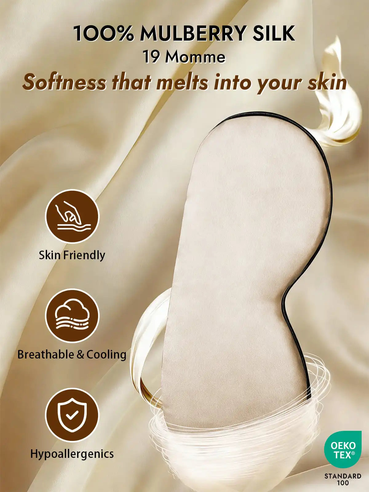 100% Mulberry Silk Elastic Band Sleep Eye Mask