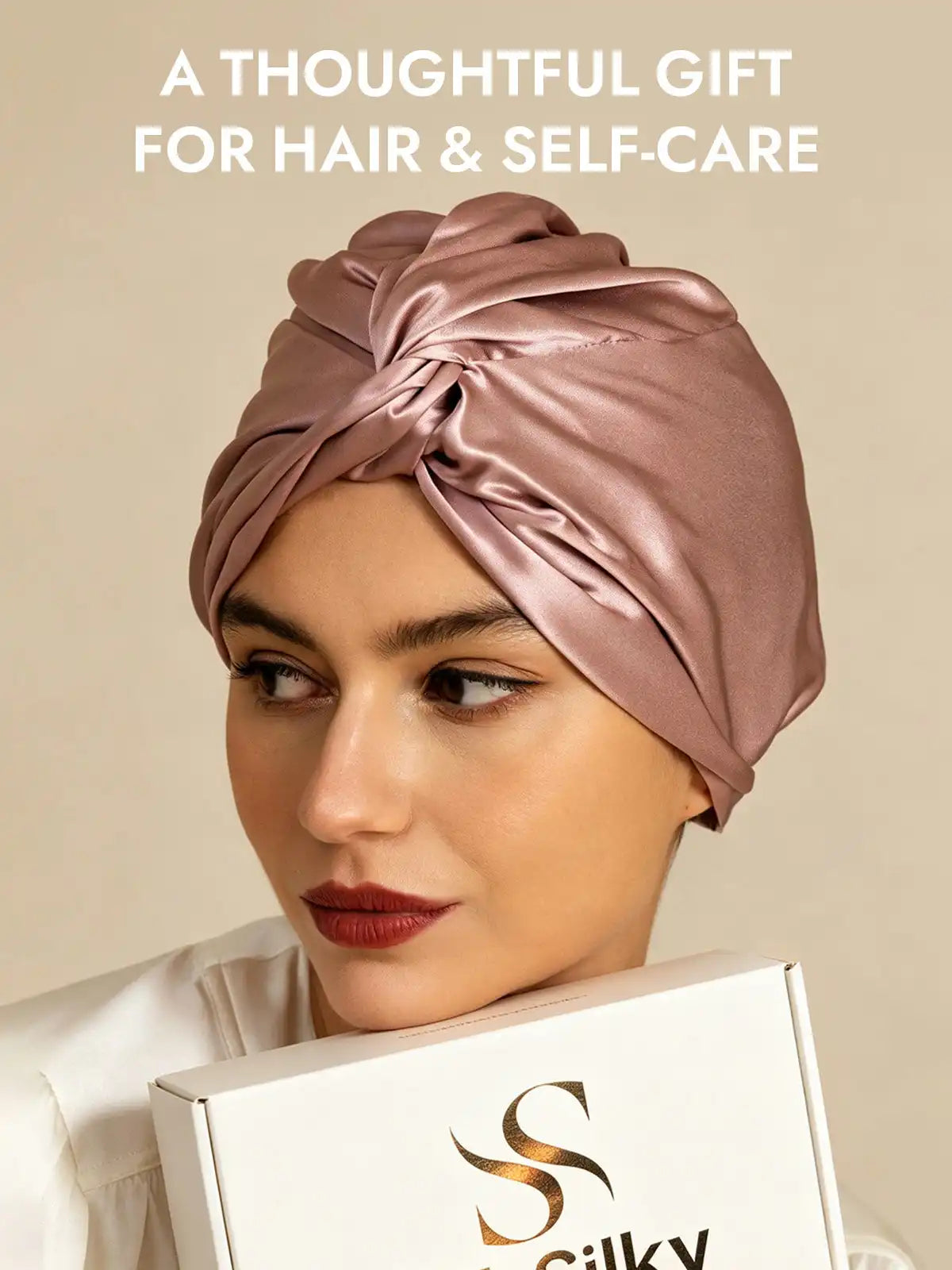 22Momme 100% Mulberry Silk Knot-Front Hair Bonnet with Adjustable Button Design