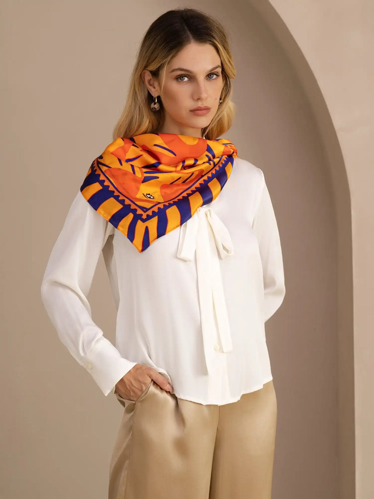 100% Mulberry Silk Dog Pattern Scarf - Size 90x90cm