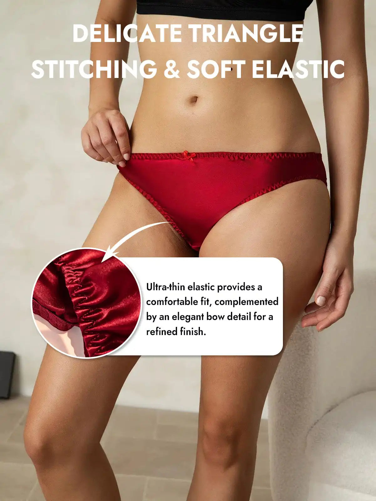 100% Mulberry Silk Classic Bikini Panty with Bow