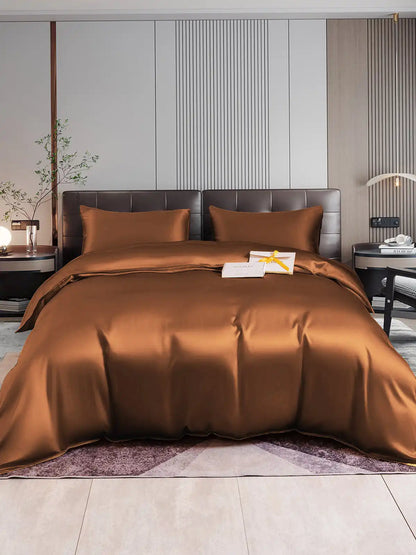 22Momme 4Pcs Silk Set Duvet Cover+Flat Sheet+2x Pillowcases