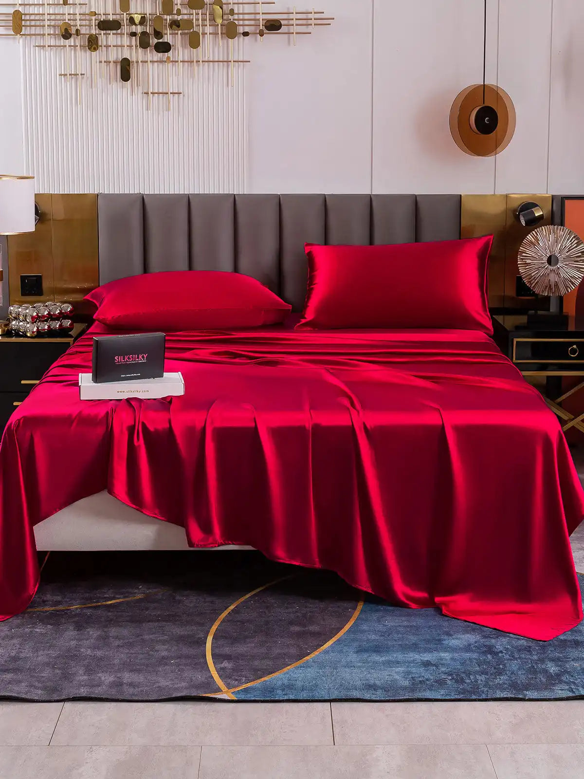 19Momme 4Pcs 100% Mulberry Silk Bedding Set Fitted&Flat Sheets+2x Pillowcases