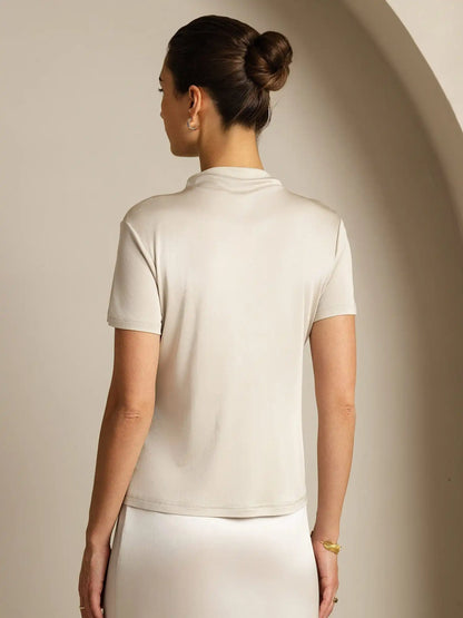 Clearance - Pure Silk Short Sleeve Mock Women's T-Shirt