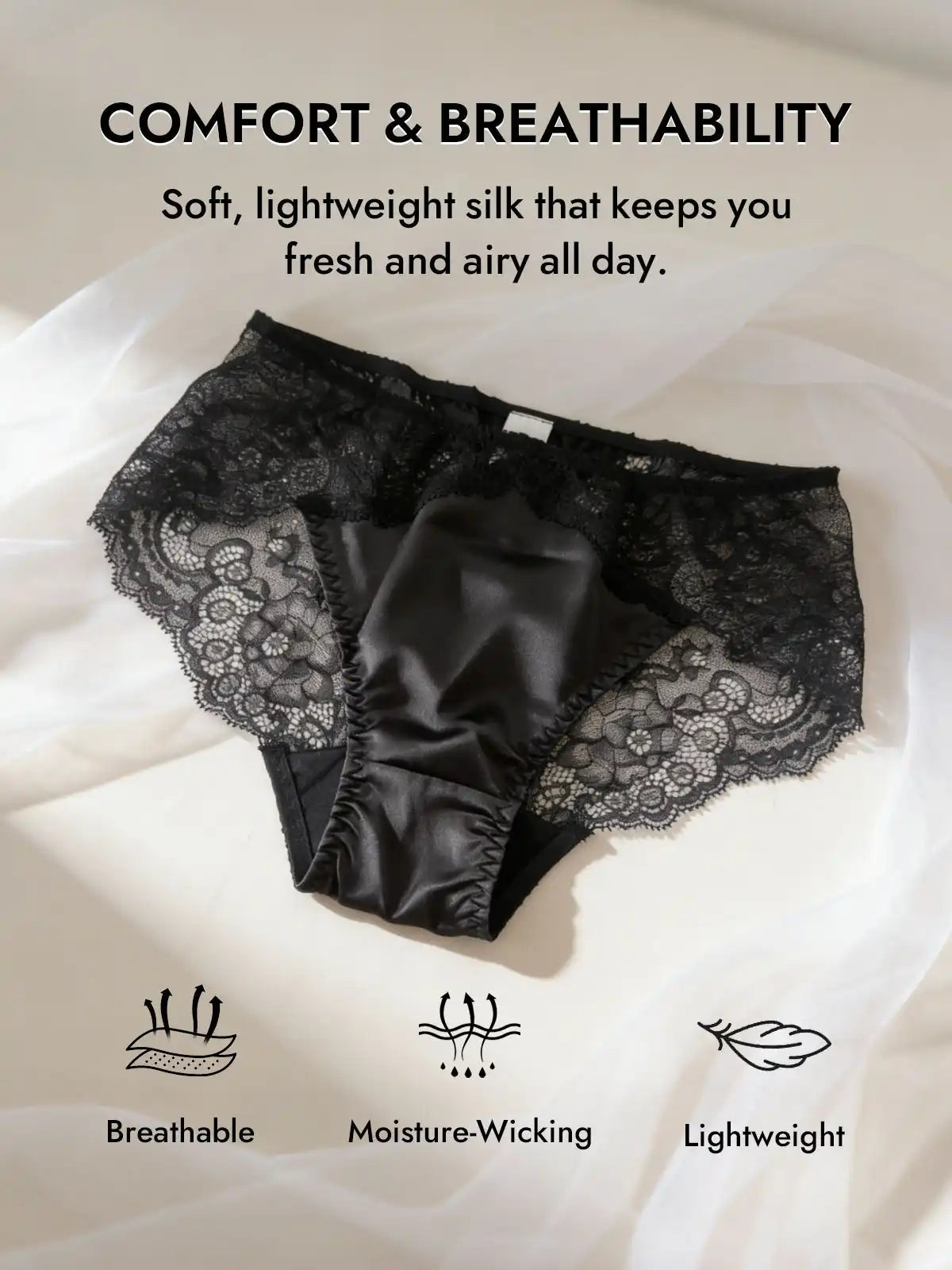 100% Mulberry Silk Sexy Lace Panty