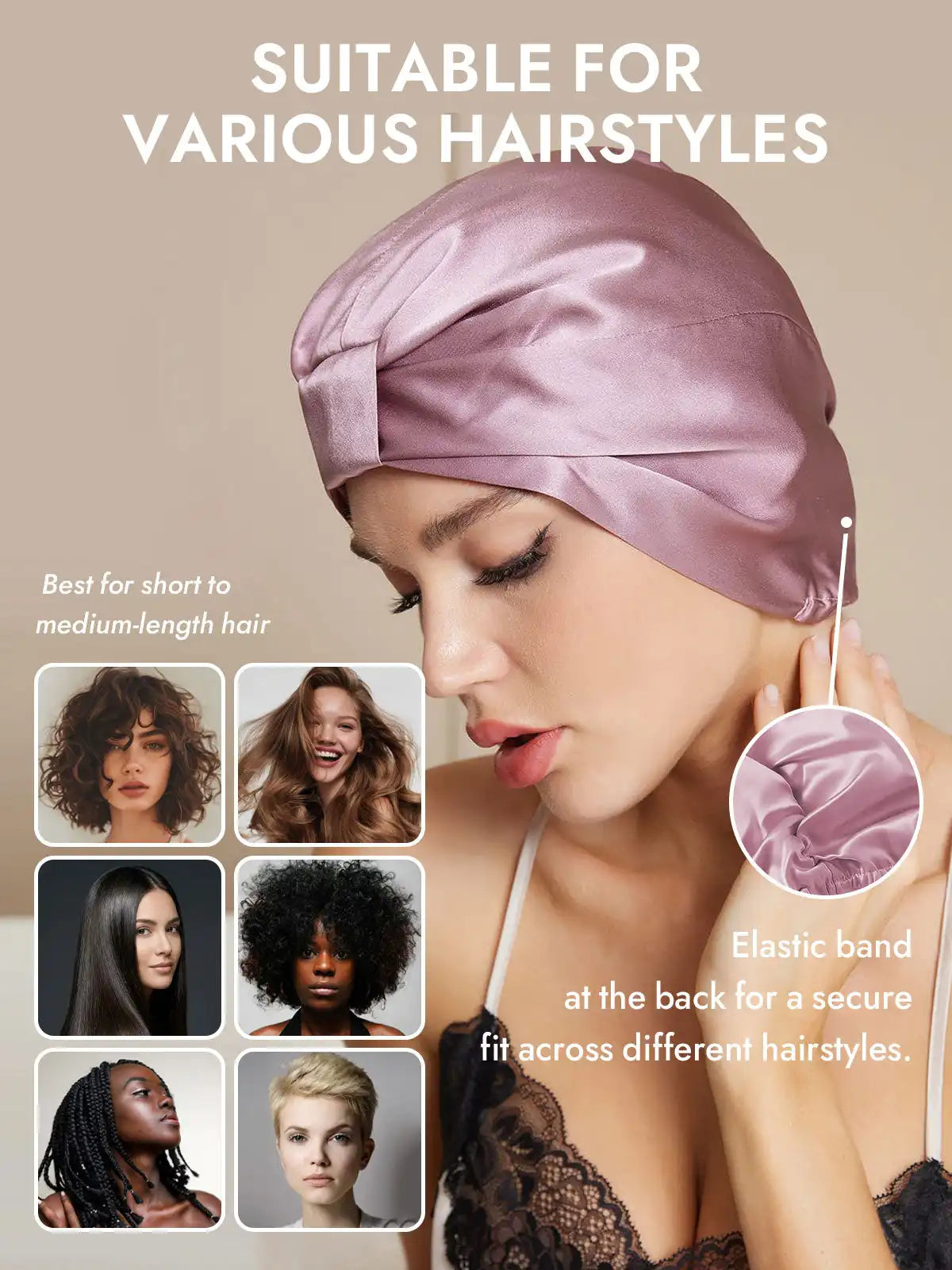 100% Mulberry Silk Night Turban Bonnet