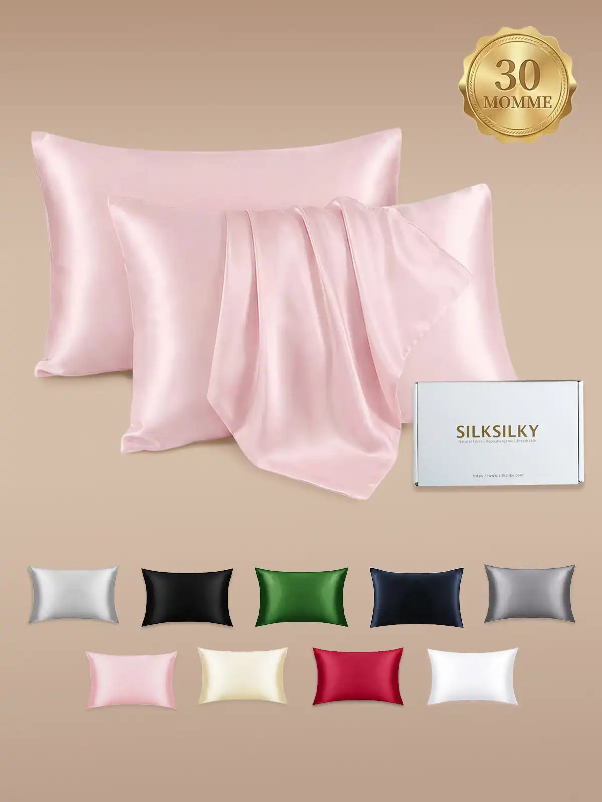 2Pcs 30Momme 100% Silk Pillowcases Bundle- Hidden Zipper