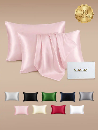 2Pcs 30Momme 100% Silk Pillowcases Bundle- Hidden Zipper