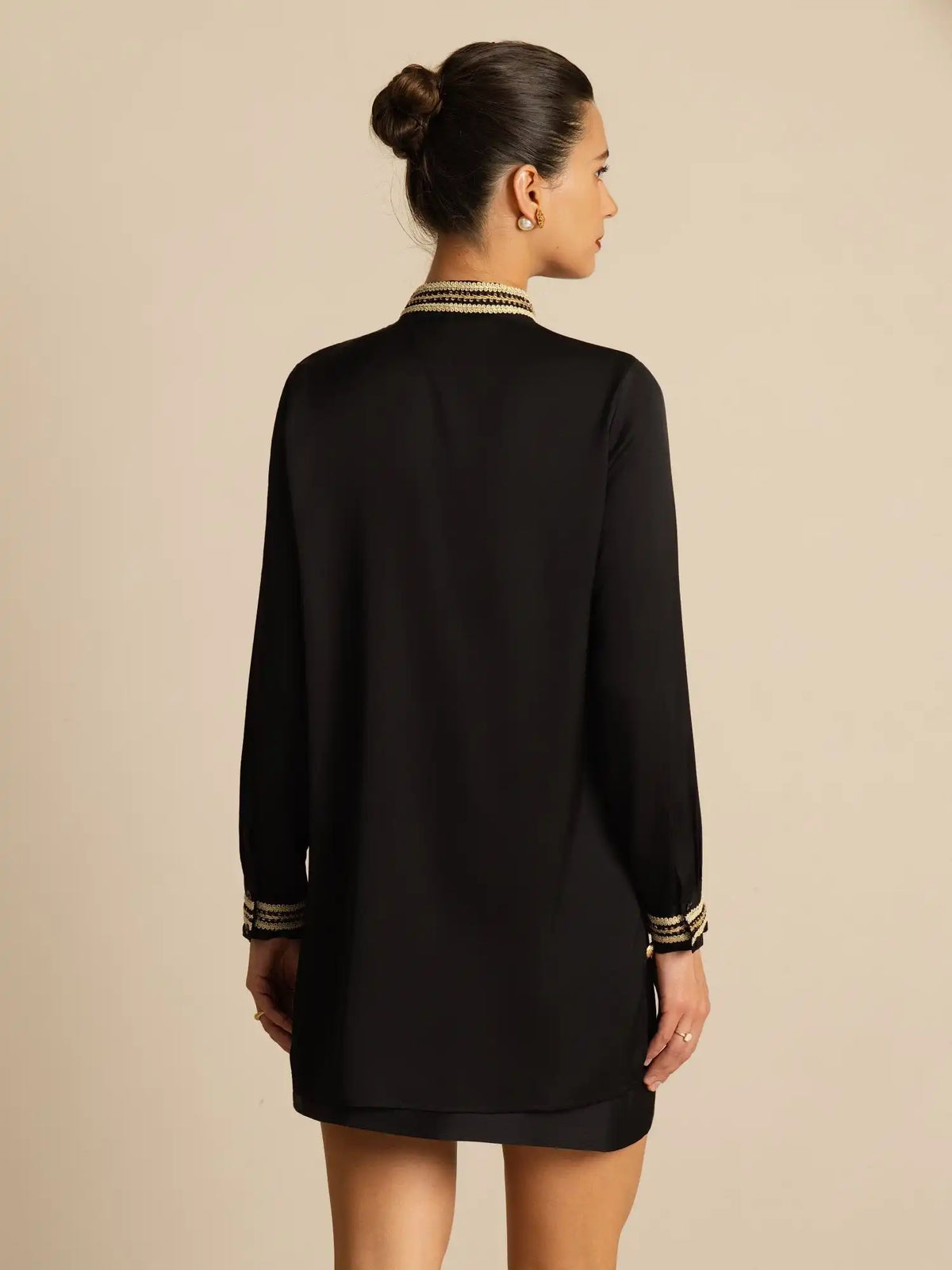 Clearance - 19Momme Silk Women's Pleated Stand Collar Blouse
