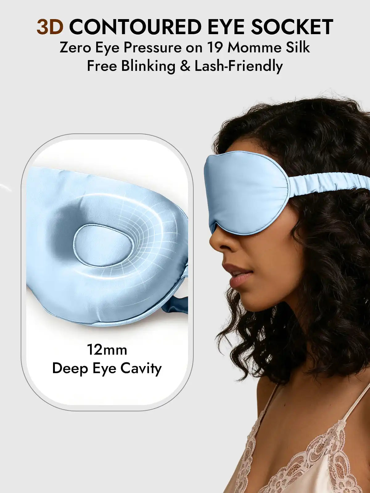 Clearance - 100% Mulberry Silk Eye Mask With Elastic Band