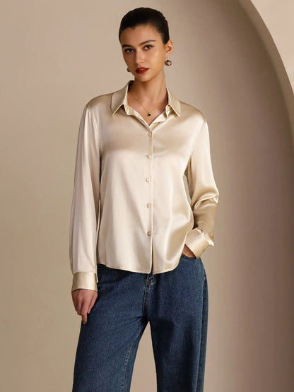 Women’s 19 Momme Silk Long Sleeves Button-Up Shirt