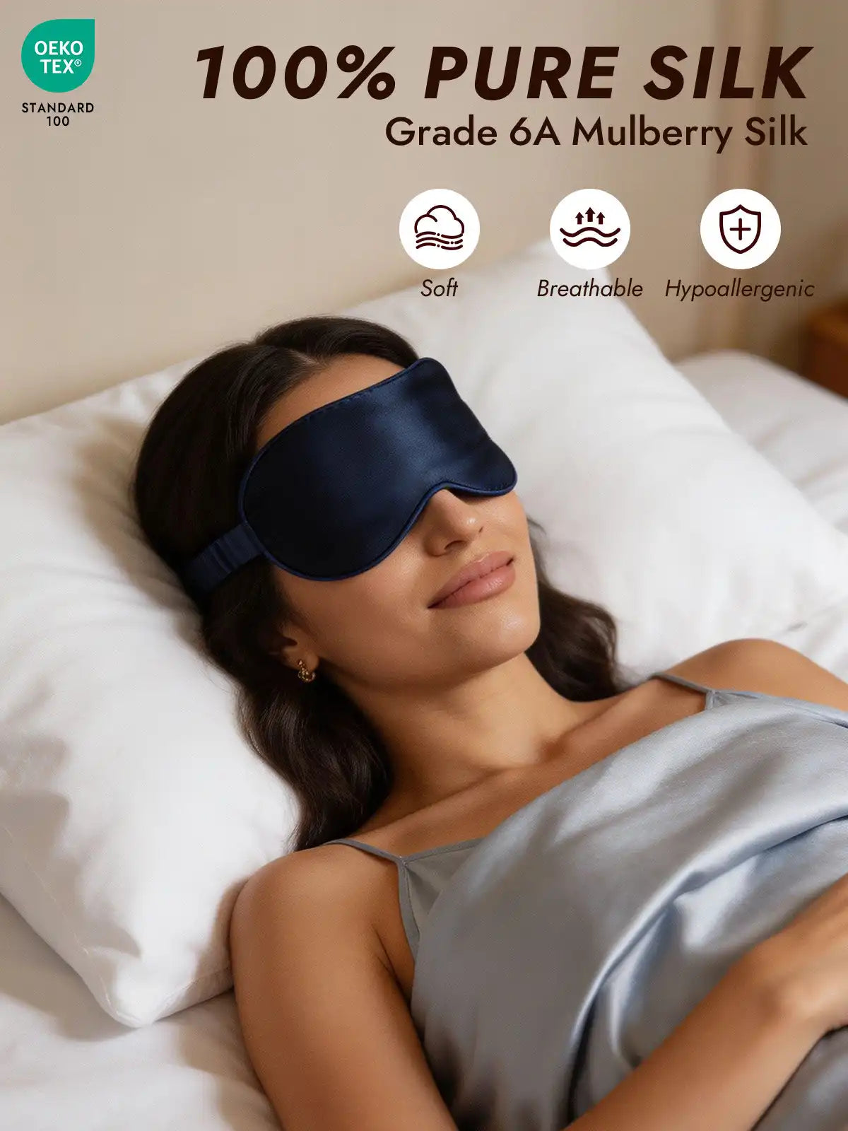 100% Mulberry Silk Eye Mask And Envelope Pouch Set 2Pcs