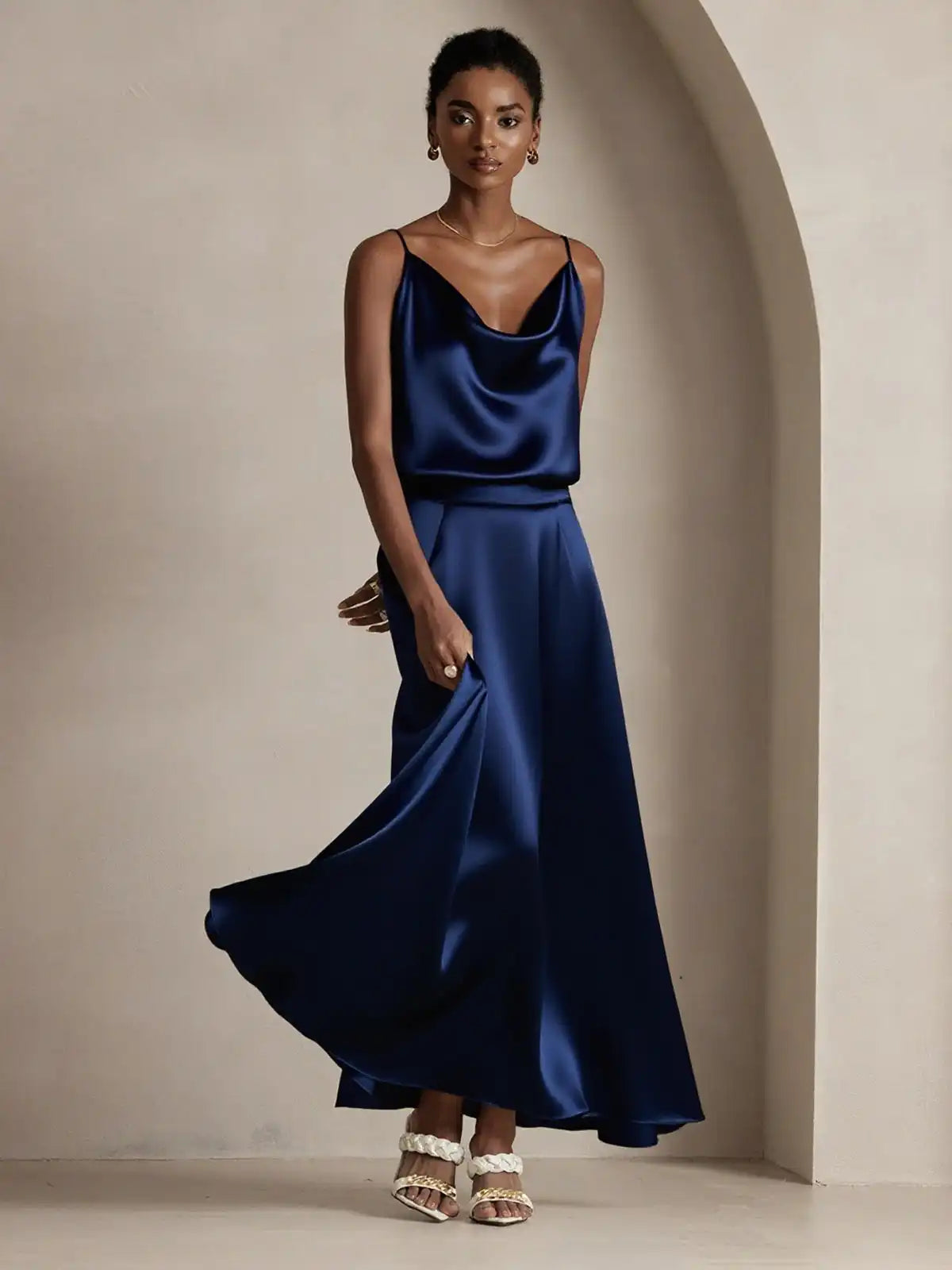 19Momme Silk A Line Maxi Skirt with Lining