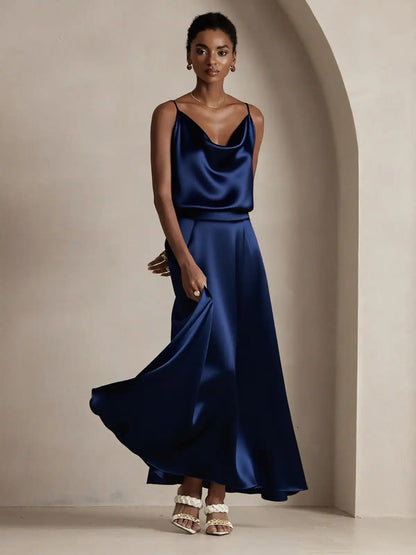 19Momme Silk A Line Maxi Skirt with Lining