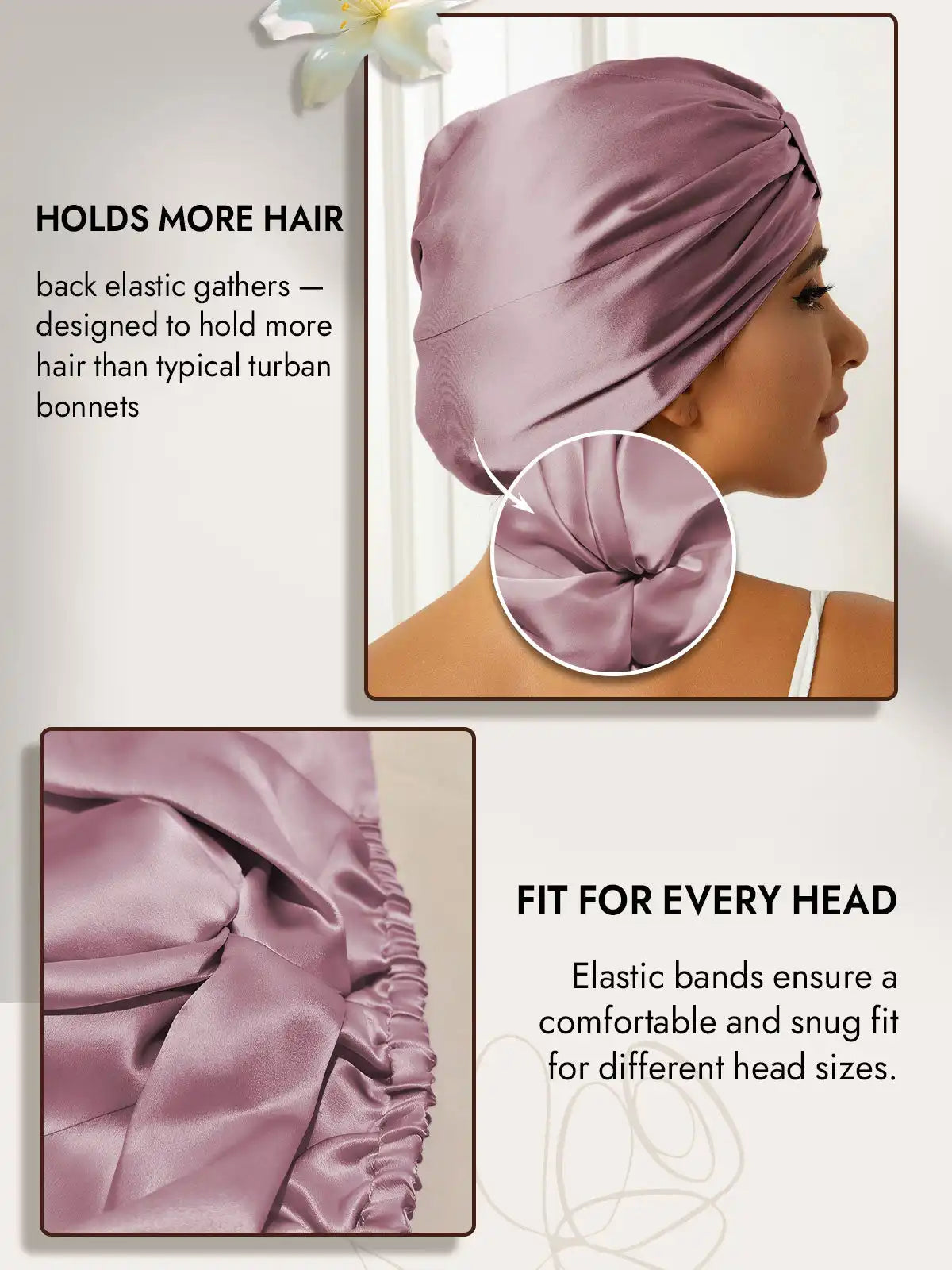 100% Mulberry Silk Sleep Cap Double Layer Night Turban Bonnet