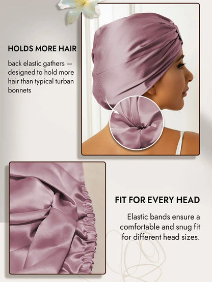100% Mulberry Silk Sleep Cap Double Layer Night Turban Bonnet