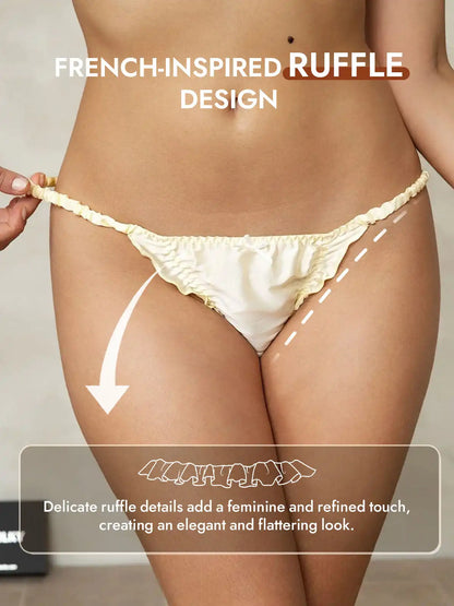 100% Mulberry Silk Ruffle Trim String Panty