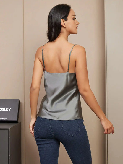 100% Mulberry Silk Spaghetti Strap Basic Camisole Top