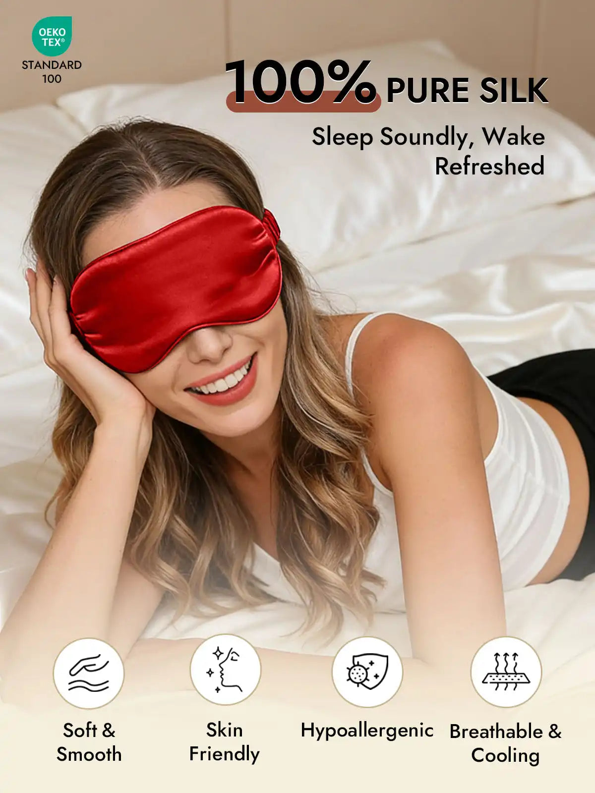 100% Mulberry Silk Sleep Eye Mask with Elastic Band