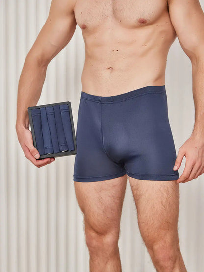 5Pcs 100% Mulberry Silk Men‘s Boxer Briefs with Fly Opening