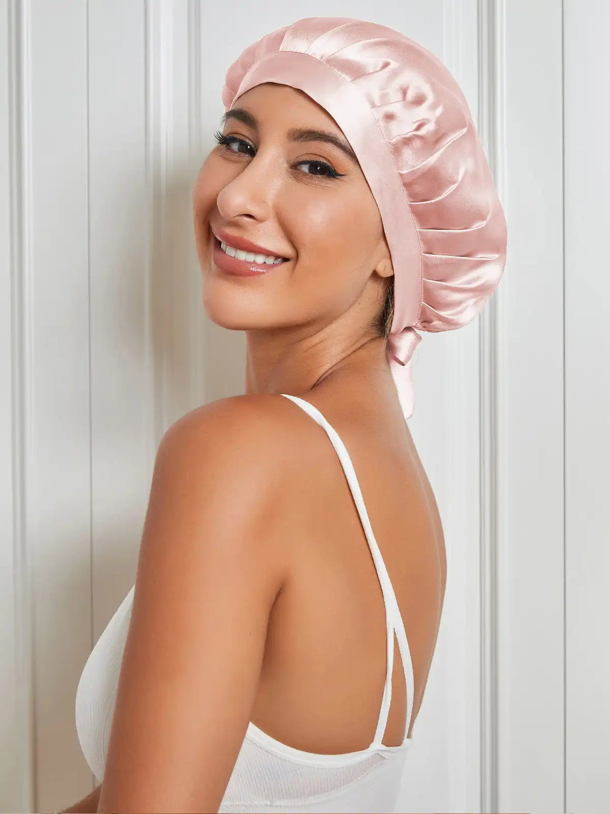 100% Mulberry Silk Sleep Bonnet with Ribbons