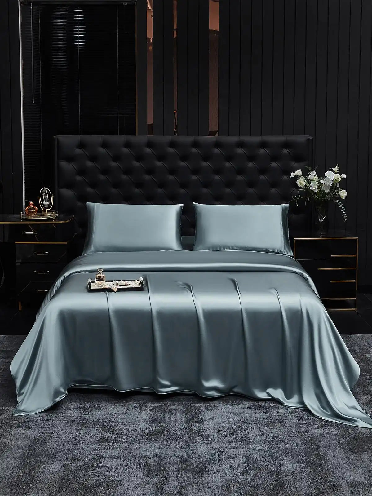 19Momme 4Pcs Silk Set Duvet Cover+Flat Sheet+2x Pillowcases