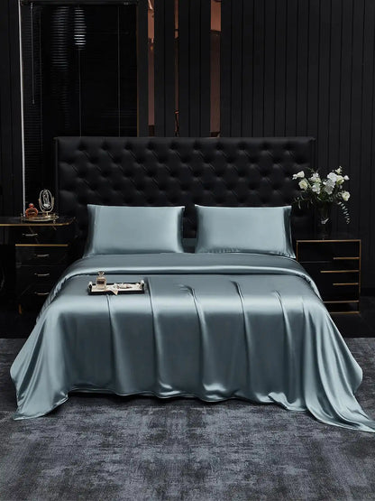 19Momme 4Pcs Silk Set Duvet Cover+Fitted Sheet+2x Pillowcases