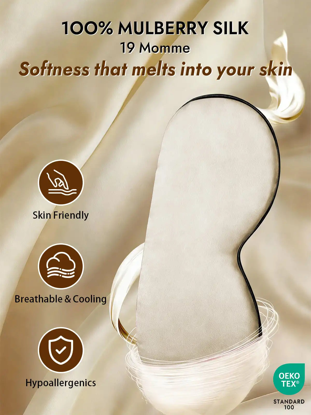 100% Mulberry Silk Elastic Band Sleep Eye Mask