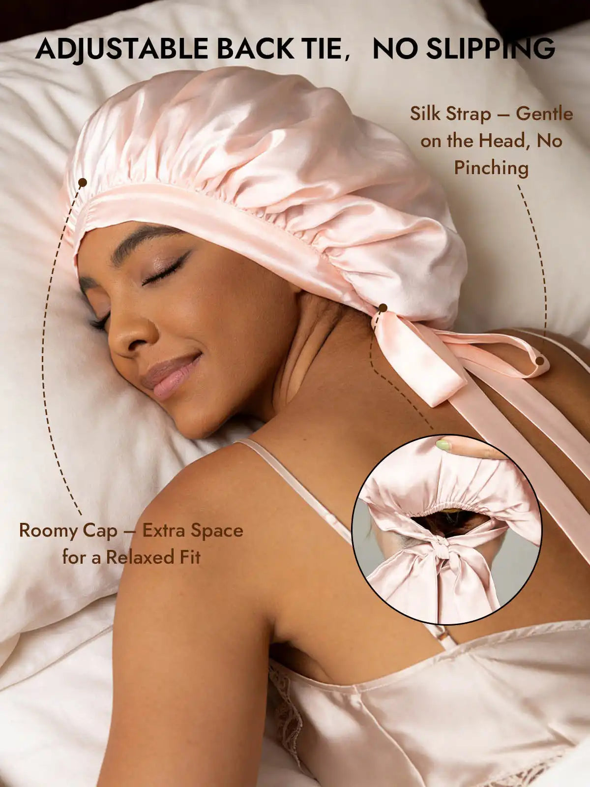 100% Mulberry Silk Elegant Bonnet with Long Ribbons