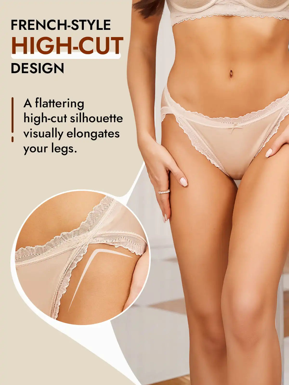100% Mulberry Silk Lace Trim Bikini Panty with Bow Design