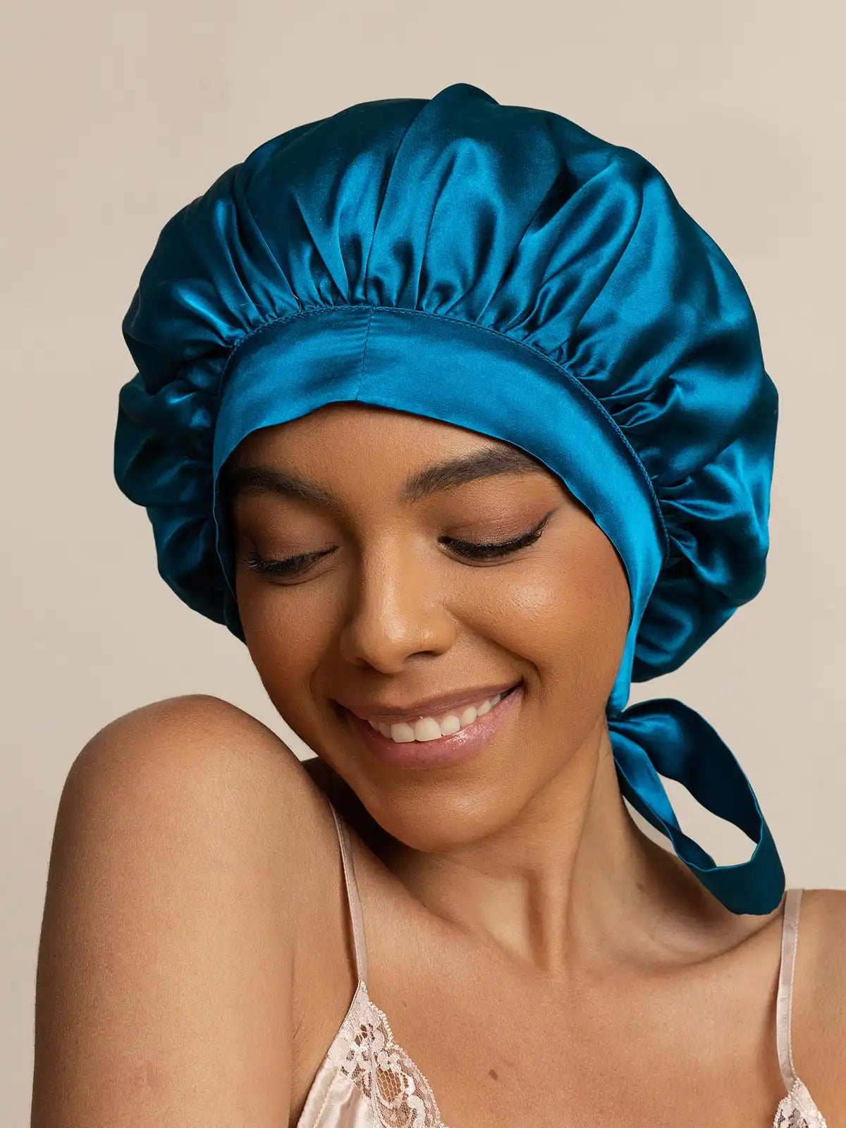 100% Mulberry Silk Elegant Bonnet with Long Ribbons