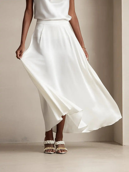 19Momme Silk A Line Maxi Skirt with Lining