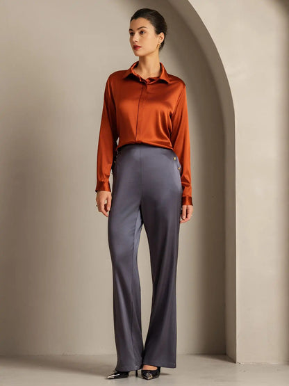 Clearance - 19Momme Silk Long Sleeve Lapel Collar Women's Shirt
