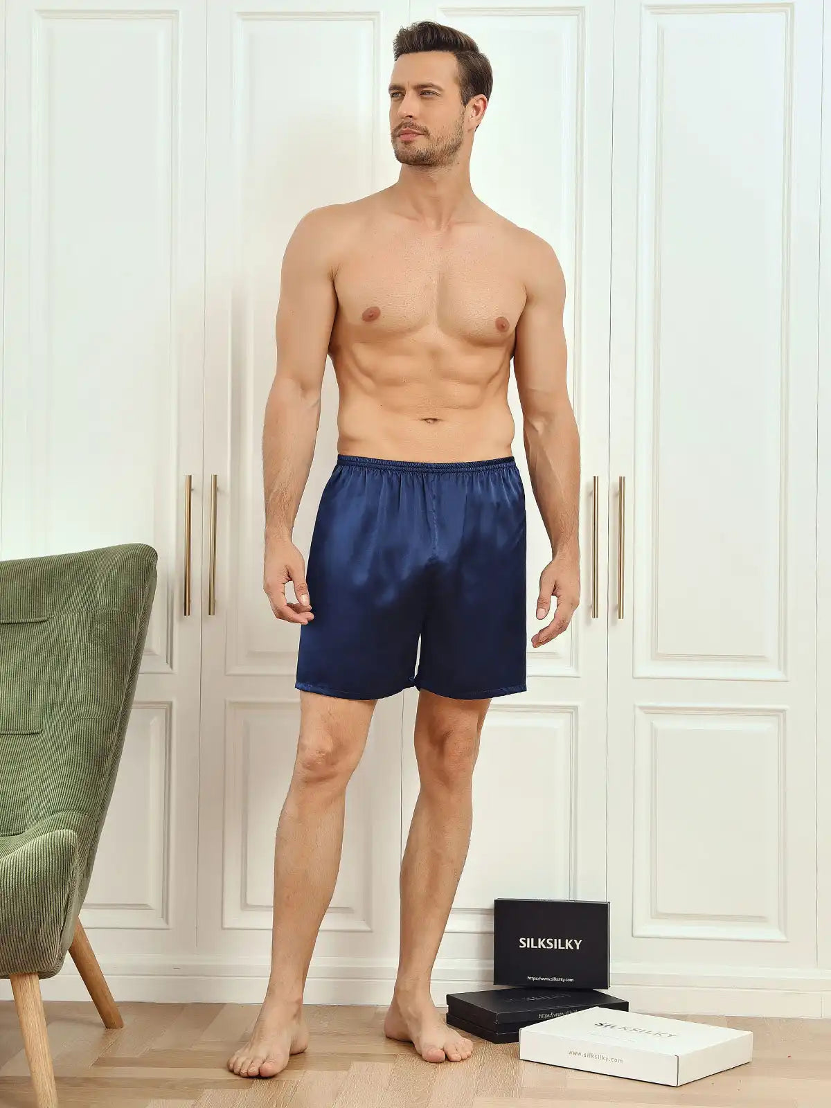 100% Mulberry Silk Men's Lounge Shorts Sleep Bottoms