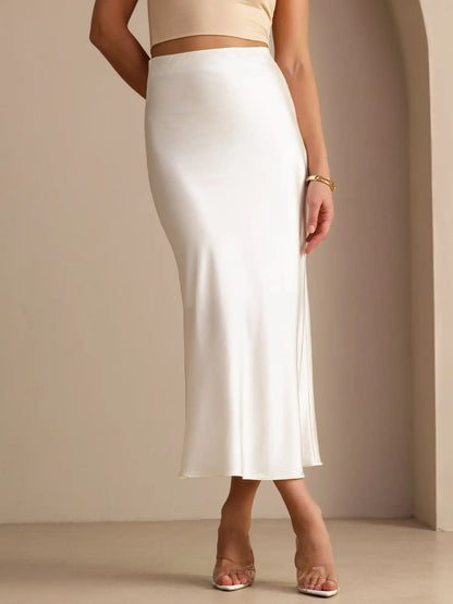 19Momme Silk High Waist Elegant Maxi Skirt