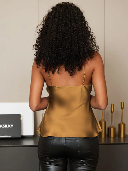 100% Mulberry Silk Spaghetti Strap Basic Camisole Top