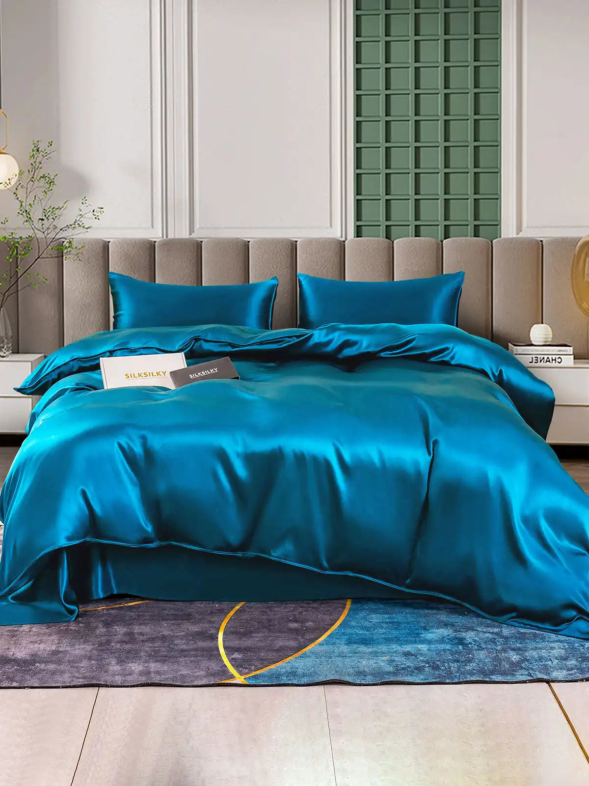 25Momme 4Pcs Silk Set Duvet Cover+Flat Sheet+2x Pillowcases