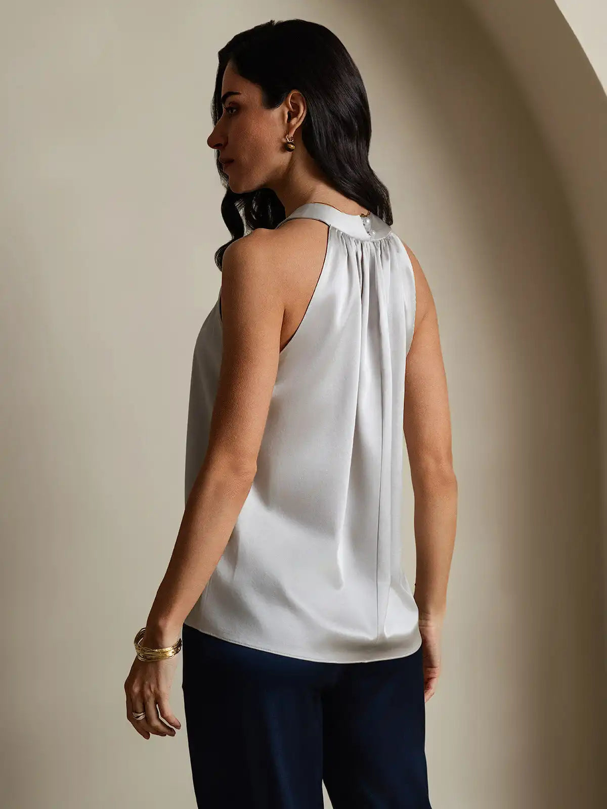 19Momme Silk Sleeveless Halter Neck Women's Top