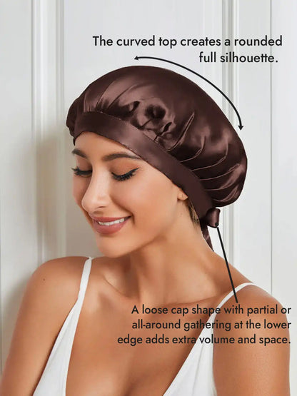 100% Mulberry Silk Sleep Bonnet with Ribbons