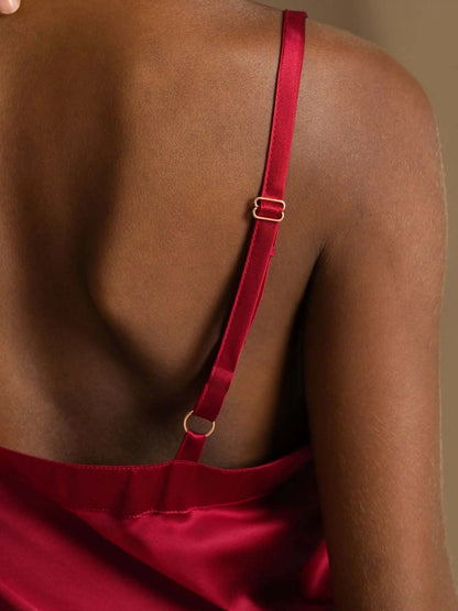 Pure Silk  V Neck Backless Spaghetti Strap Long Dress